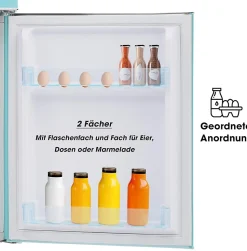 Réfrigérateur rétro 72L, double porte, congélateur 21L, LED, classe E,bleu