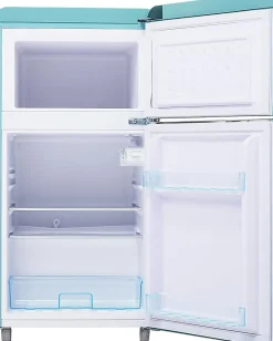 Réfrigérateur rétro 72L, double porte, congélateur 21L, LED, classe E,bleu
