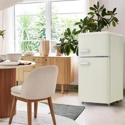 Réfrigérateur rétro 72L, double porte, congélateur 21L, LED, classe E,Blanc