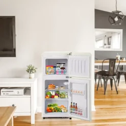 Réfrigérateur rétro. Réfrigérateur-congélateur combiné avec un volume total de 60 litres, un volume de congélateur de 22 litres