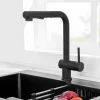 Robinet Cuisine avec Douchette Extractible, Mitigeur de Cuisine en Inox Mitigeur d'Évier avec 2 Modes de Sortie D'eau, Noir