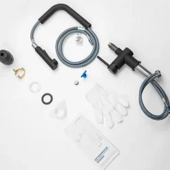 Robinet Cuisine avec Douchette Extractible, Mitigeur de Cuisine en Inox Mitigeur d'Évier avec 2 Modes de Sortie D'eau, Noir