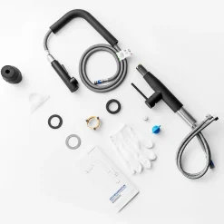 Robinet Cuisine avec Douchette Extractible, Mitigeur de Cuisine en Inox Mitigeur d'Évier avec 2 Modes de Sortie D'eau, Noir