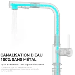 Robinet Cuisine avec Extensible, Mitigeur Cuisine avec Douchette, Melangeur avec Deux Types Jet d'eau