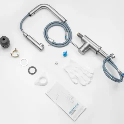 Robinet Cuisine avec Extensible, Mitigeur Cuisine avec Douchette, Melangeur avec Deux Types Jet d'eau