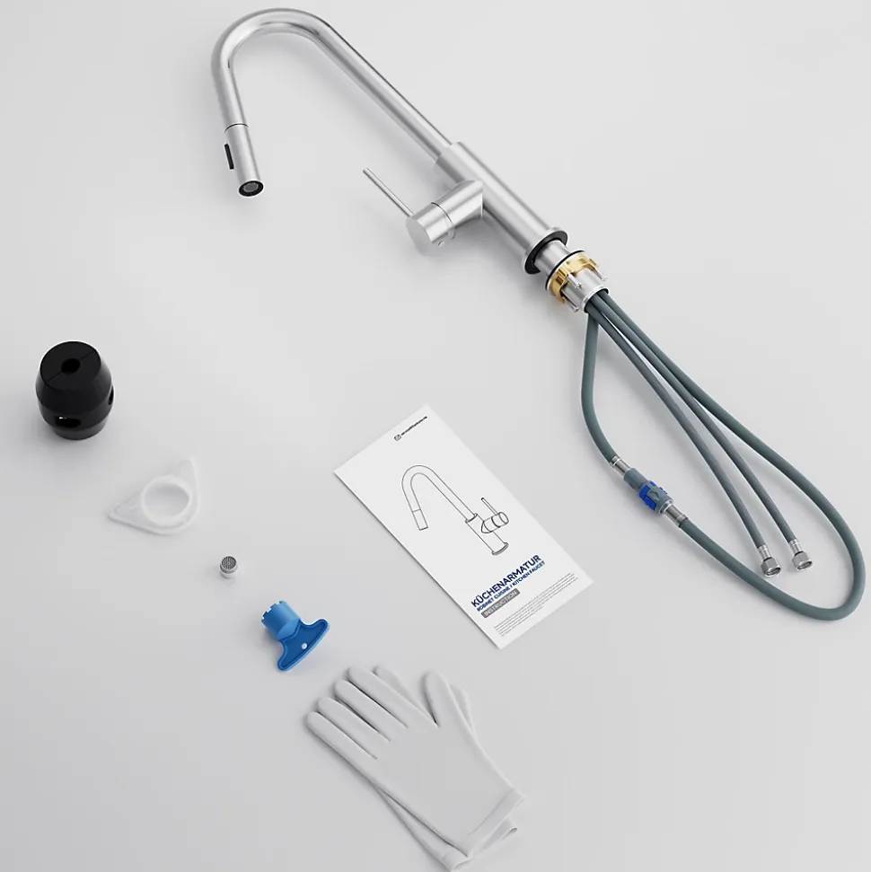 Robinet de Cuisine avec Douchette Extractible, Mitigeur Cuisine en Inox Mitigeur d'Évier avec 2 Modes de Sortie D'eau, Brossé