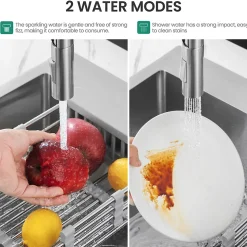 Robinet de Cuisine avec Douchette Extractible, Mitigeur Cuisine en Inox Mitigeur d'Évier avec 2 Modes de Sortie D'eau, Brossé