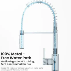 Robinet de Cuisine avec Douchette Extractible, Mitigeur Cuisine en Inox Mitigeur d'Évier avec 2 Modes de Sortie D'eau, Noir