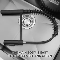 Robinet de Cuisine avec Douchette Extractible, Mitigeur Cuisine en Inox Mitigeur d'Évier avec 2 Modes de Sortie D'eau, Noir