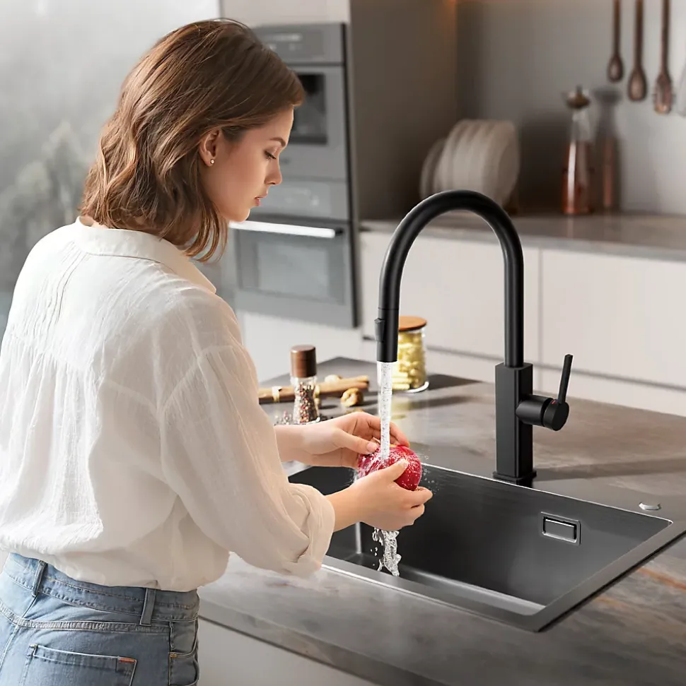 Robinet de Cuisine avec Douchette Extractible, CECIPA Max Mitigeur Cuisine en Inox Mitigeur d'Évier avec 2 Modes de Sortie D'eau