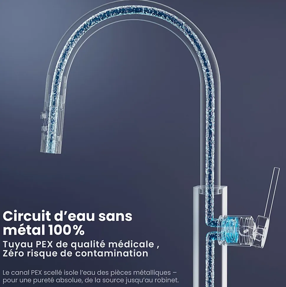 Robinet de Cuisine avec Douchette Extractible, CECIPA Max Mitigeur Cuisine en Inox Mitigeur d'Évier avec 2 Modes de Sortie D'eau