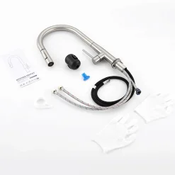 Robinet de Cuisine avec Douchette Extractible, Mitigeur Cuisine en Inox Mitigeur d'Évier avec 2 Modes de Sortie D'eau, Brossé