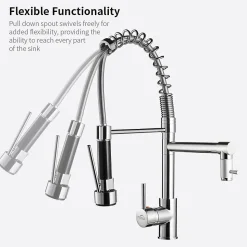 Robinet de Cuisine avec Douchette Extractible, Mitigeur Cuisine en Inox Mitigeur d'Évier avec 2 Modes de Sortie D'eau, Brossé