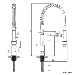 Robinet de Cuisine avec Douchette Extractible, Mitigeur Cuisine en Inox avec 2 Modes de Sortie D'eau