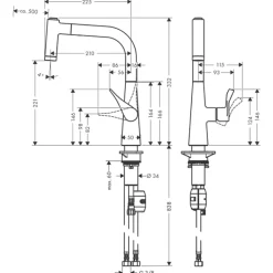 Robinet de cuisine avec douchette HANSGROHE Metris M71 220 2 jets chromé