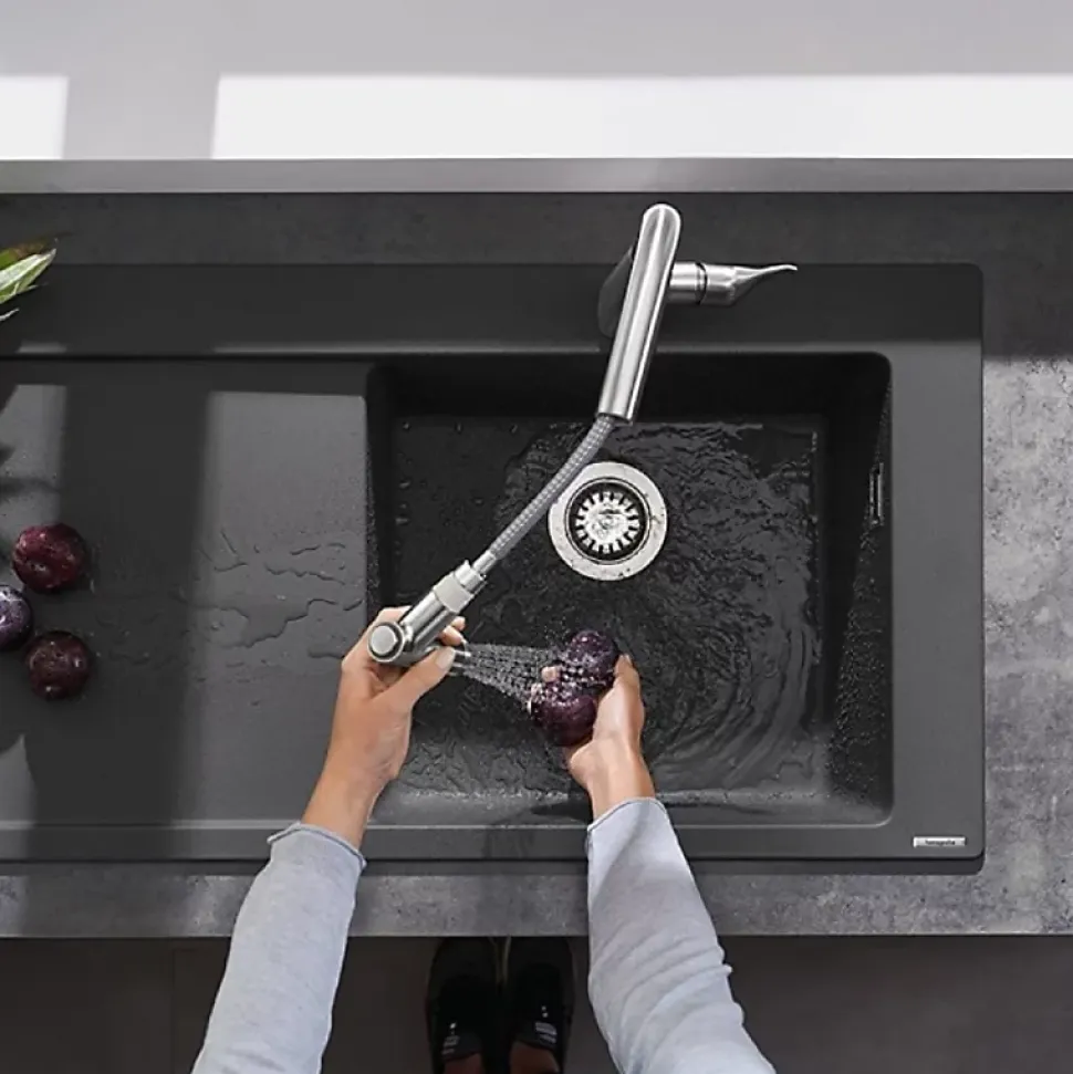 Robinet de cuisine avec douchette HANSGROHE Metris M71 220 2 jets chromé