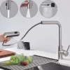 Robinet de Cuisine Brossé avec Douchette Extracible Mitigeur d'Evier à 3 Modes Robinet de Cuisine Rotatif à 360 degrés