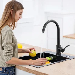 Robinet de Cuisine Cecipa Max Mitigeur Cuisine Noir Robinet d'Évier de Cuisine à Levier Unique