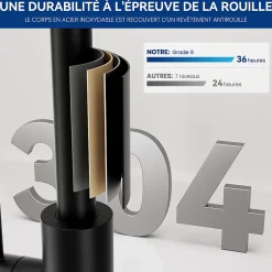 Robinet de Cuisine Cecipa Max Mitigeur Cuisine Noir Robinet d'Évier de Cuisine à Levier Unique