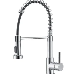 Robinet de cuisine chromé avec douchette, Rotation 360, 2 jets, Finition brillante, Pour évier standard