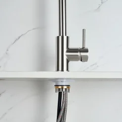 Robinet de cuisine extractible, acier inoxydable brossé, rotation 360, 3 modes d'eau, adapté aux éviers