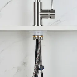 Robinet de cuisine extractible, acier inoxydable brossé, 2 modes d'eau, adapté aux éviers, modèle UE