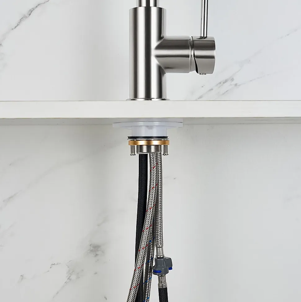 Robinet de cuisine extractible, acier inoxydable brossé, 2 modes d'eau, adapté aux éviers, modèle UE