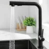 Robinet de Cuisine Noir avec Douchette Extractible, Mitigeur Cuisine en Inox Mitigeur d'Évier avec 2 Modes de Sortie D'eau
