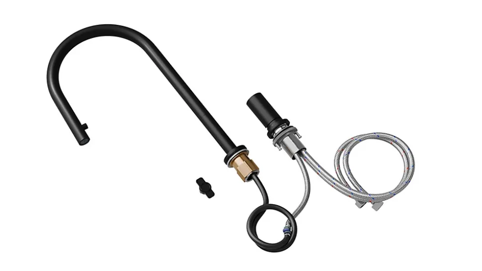 Robinet de cuisine noir Primagran avec deux types de jet d'eau, robinet d'Evier avec rotation a 360, mitigeur haute pression