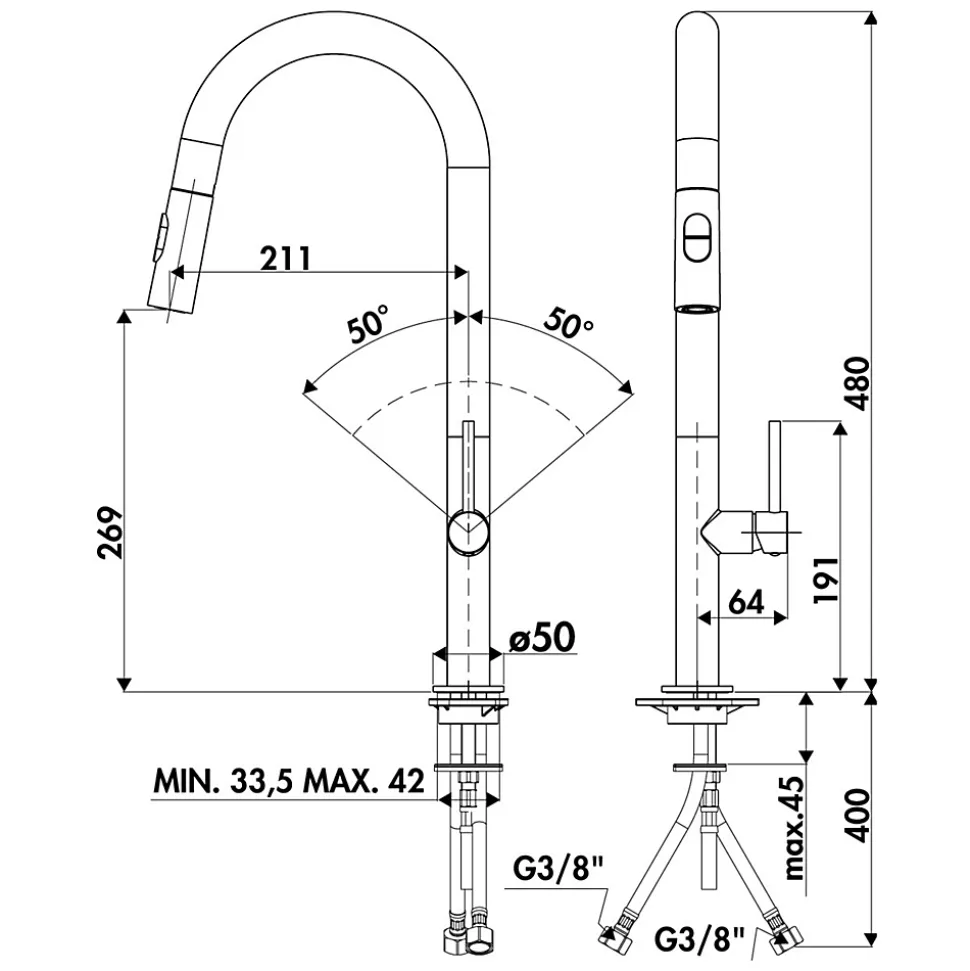 Robinet douchette Luisina chromé ARTHUR