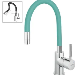 Robinet mitigeur de cuisine bec Flexible ZUMBA Bleu Menthe - SANIVERRE
