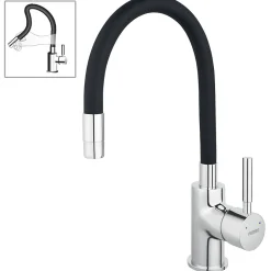 Robinet mitigeur de cuisine bec Flexible ZUMBA Noir - SANIVERRE