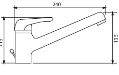 Robinet mitigeur design d'evier de cuisine bas a bec rotatif anticalcaire chrome