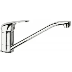 Robinet mitigeur d'évier de cuisine bas à bec rotatif Chrome limiteur de débit