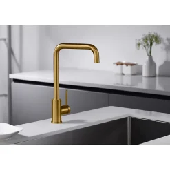 Robinetterie Cuisine mitigeur SQUARE à poser Noir (mat)Or rose brosséChroméNoir matOr brossé