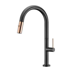 Robinetterie Cuisine mitigeur FIDJI à poser Noir - doré brosséChroméNoir matOr brossé