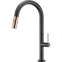 Robinetterie Cuisine mitigeur FIDJI à poser Noir - doré brosséChroméNoir matOr brossé