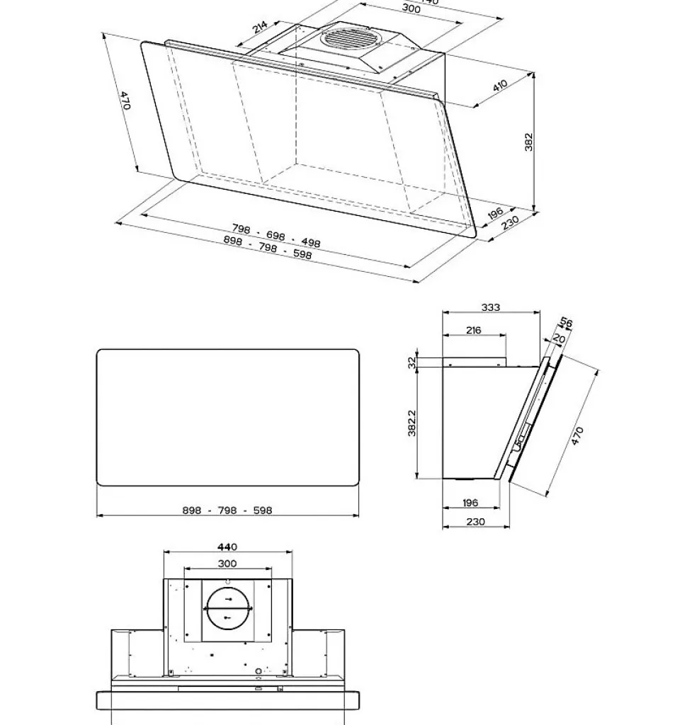 ROBLIN Hotte décorative 80 cm Camelia 800 verre 700 m3/h - 5630306