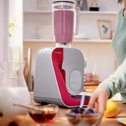 Robot de cuisine - BOSCH Kitchen machine MUM5 - Rouge foncé/silver - 1000W-7 vitesses+pulse - Bol mélangeur inox 3,9L