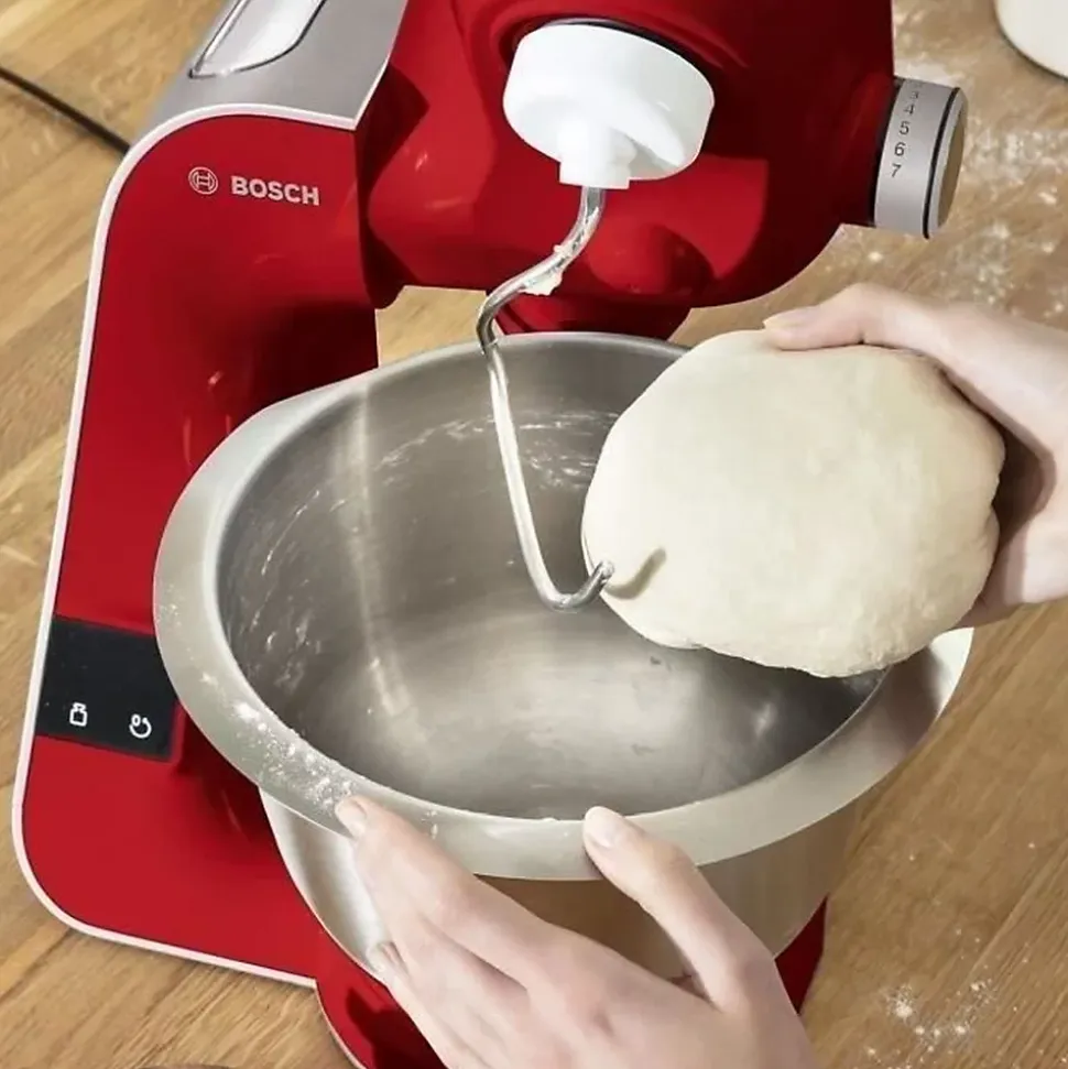 Robot de cuisine - BOSCH Kitchen machine MUM5 - Rouge foncé/silver - 1000W-7 vitesses+pulse - Bol mélangeur inox 3,9L