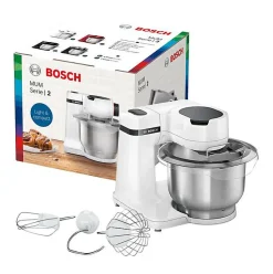 Robot de cuisine BOSCH Kitchen machine Serie 2 - Noir et argent - 700 W - 7 vitesses + turbo - Bol mélangeur inox 3,8 L