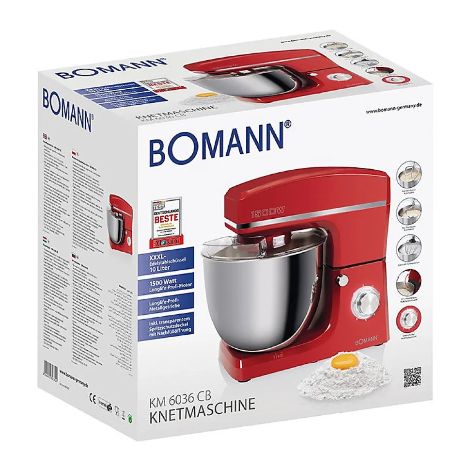 Robot pétrin multifonction 10L 1500W Bomann KM 6036 CB Rouge