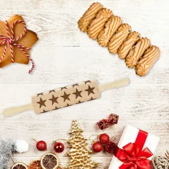Rouleau à pâtisserie en bois motif étoiles 40 cm Fackelmann Noël