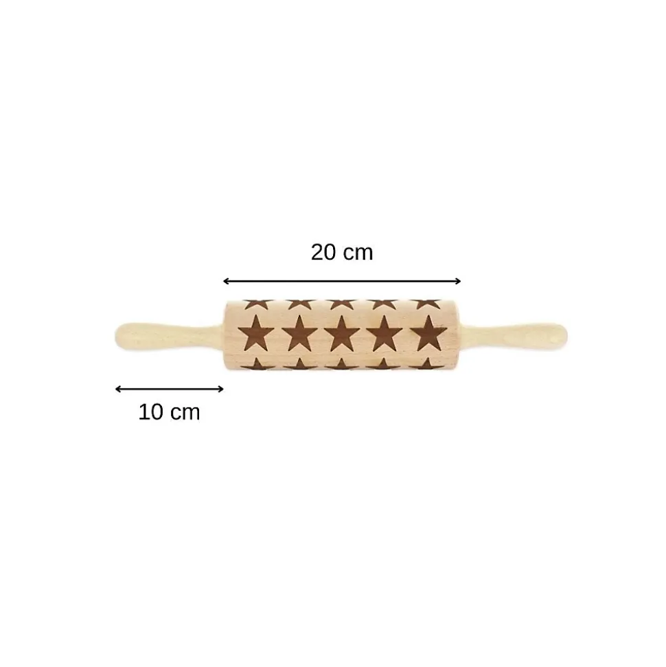 Rouleau à pâtisserie en bois motif étoiles 40 cm Fackelmann Noël