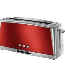 RUSSELL HOBBS 23250-56 Toaster Grille-Pain Luna Spécial Baguette Cuisson Rapide Chauffe Viennoiserie - Rouge
