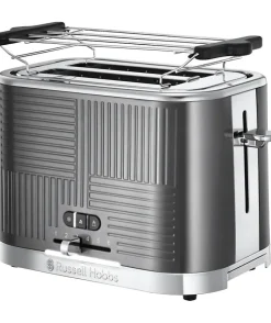 Russell Hobbs 25250-56 Toaster Grille-Pain Geo Steel, 4 Fonctions, Température Ajustable, Réchauffe Viennoiseries, Pince