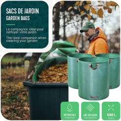Sac de jardin 500L Lot de 3 sacs Extra Large VOUNOT
