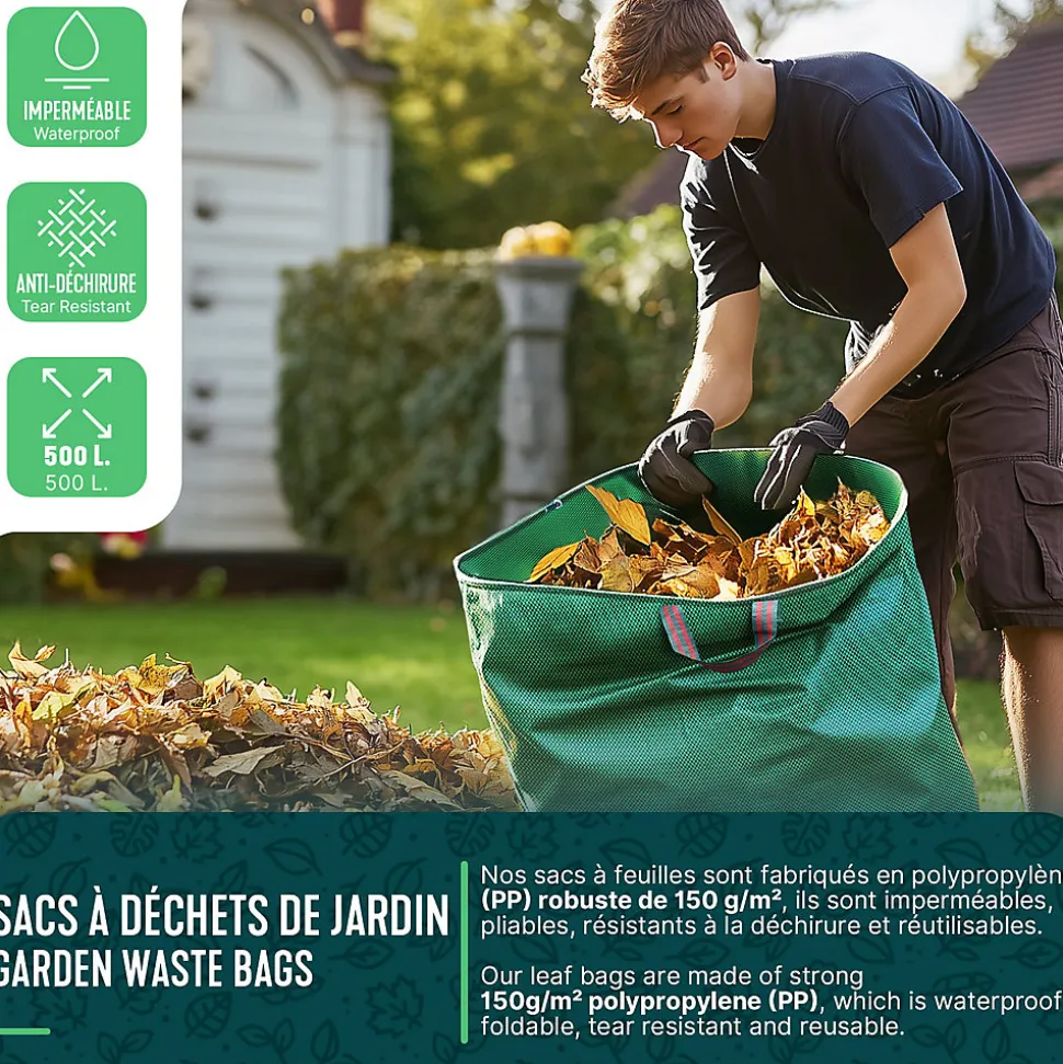 Sac de jardin 500L Lot de 6 sacs Extra Large VOUNOT