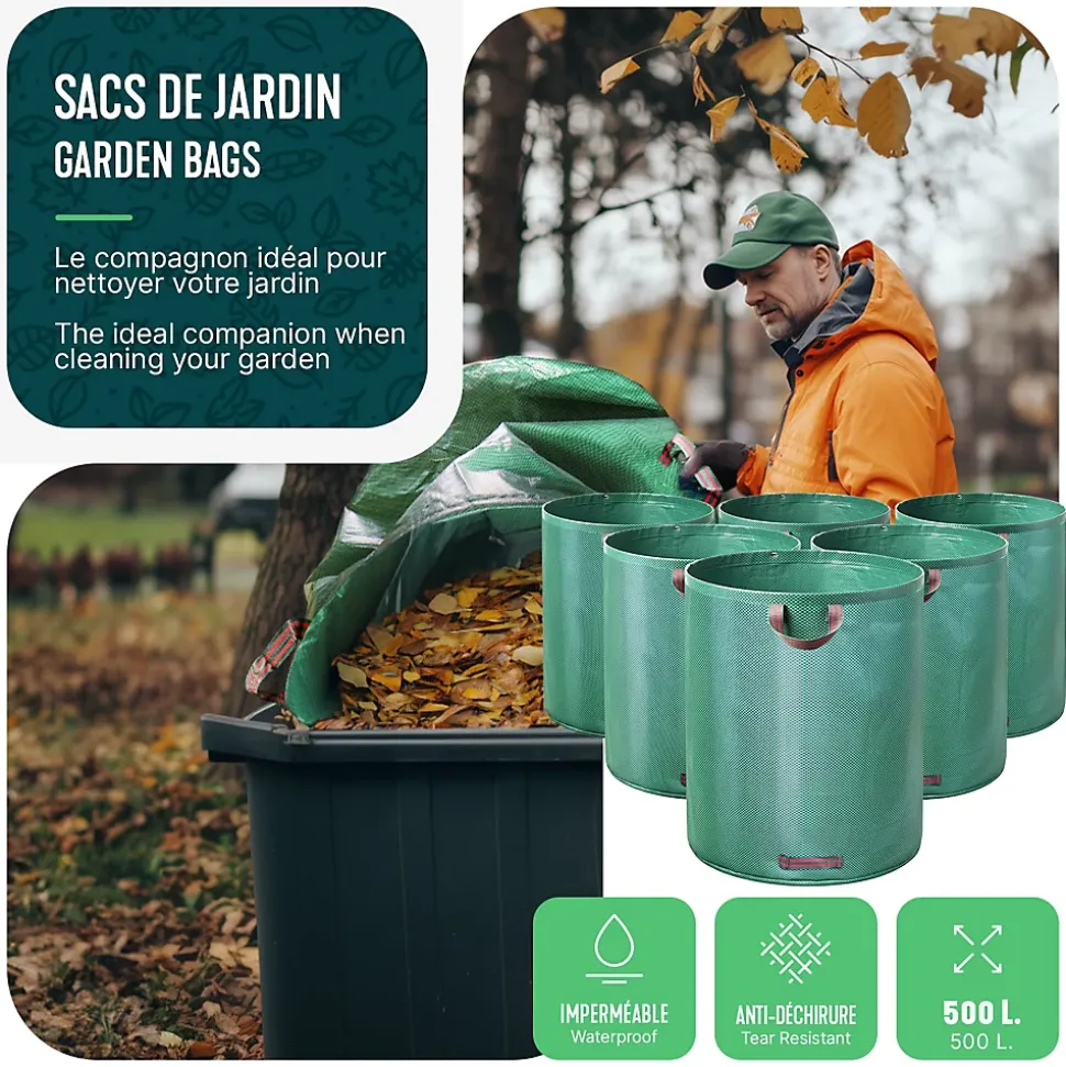 Sac de jardin 500L Lot de 6 sacs Extra Large VOUNOT