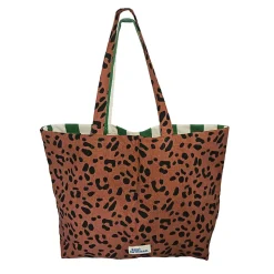 Sac shopping Taxi Brousse - Il Dolce Far Niente - réversible à rayures vertes ou motif léopard